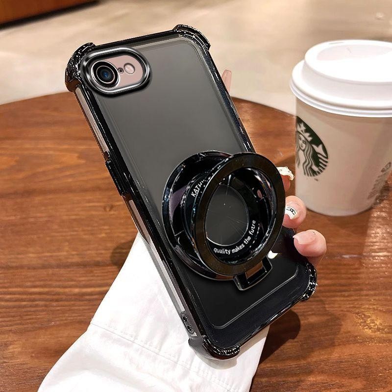 ปลอก iPhone 16e กรณี TPU โทรศัพท์มือถือฝาหลังสําหรับ iPhone16e กรณีซิลิโคนอ่อนนุ่มชุบเปลือกกันกระแทกพร้อมขาตั้งแม่เหล็กผู้ถือ