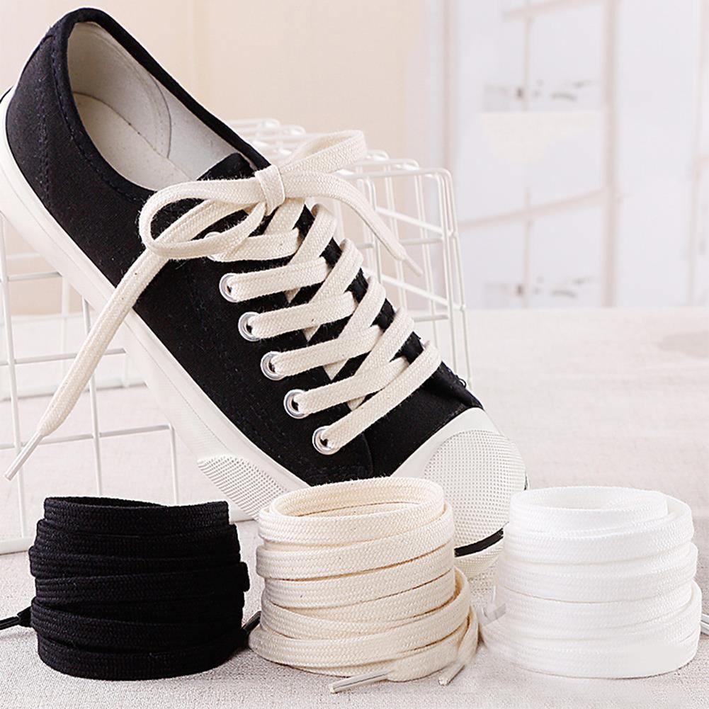 [จัดส่งภายในประเทศ]1 คู่ 100/120/140/160 ซม.ผ้าฝ้ายรองเท้าแบน Laces ผ้าใบความยาว Double Layer Shoelaces