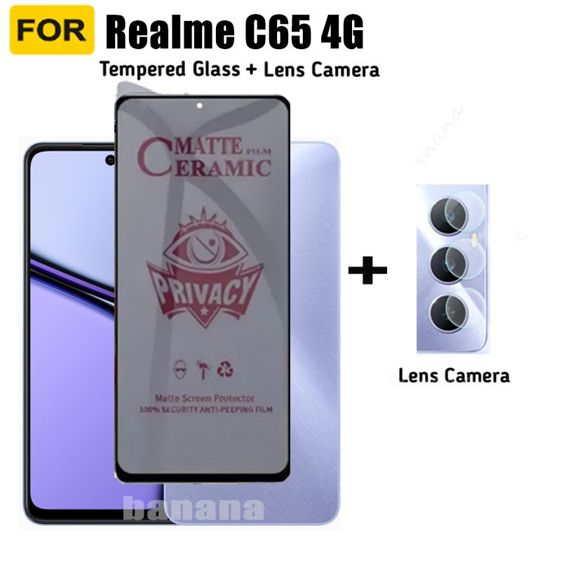 ฟิล์มกระจกนิรภัยกันรอยหน้าจอ และกล้อง กันแอบมอง เพื่อความเป็นส่วนตัว สําหรับ Realme C65 4G Realme C67 4G Note 50 12+