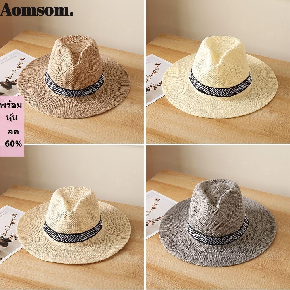 Aomsom หมวกกันแดด หมวกเดินทาง Fedora Panama แจ๊ส ฤดูร้อน