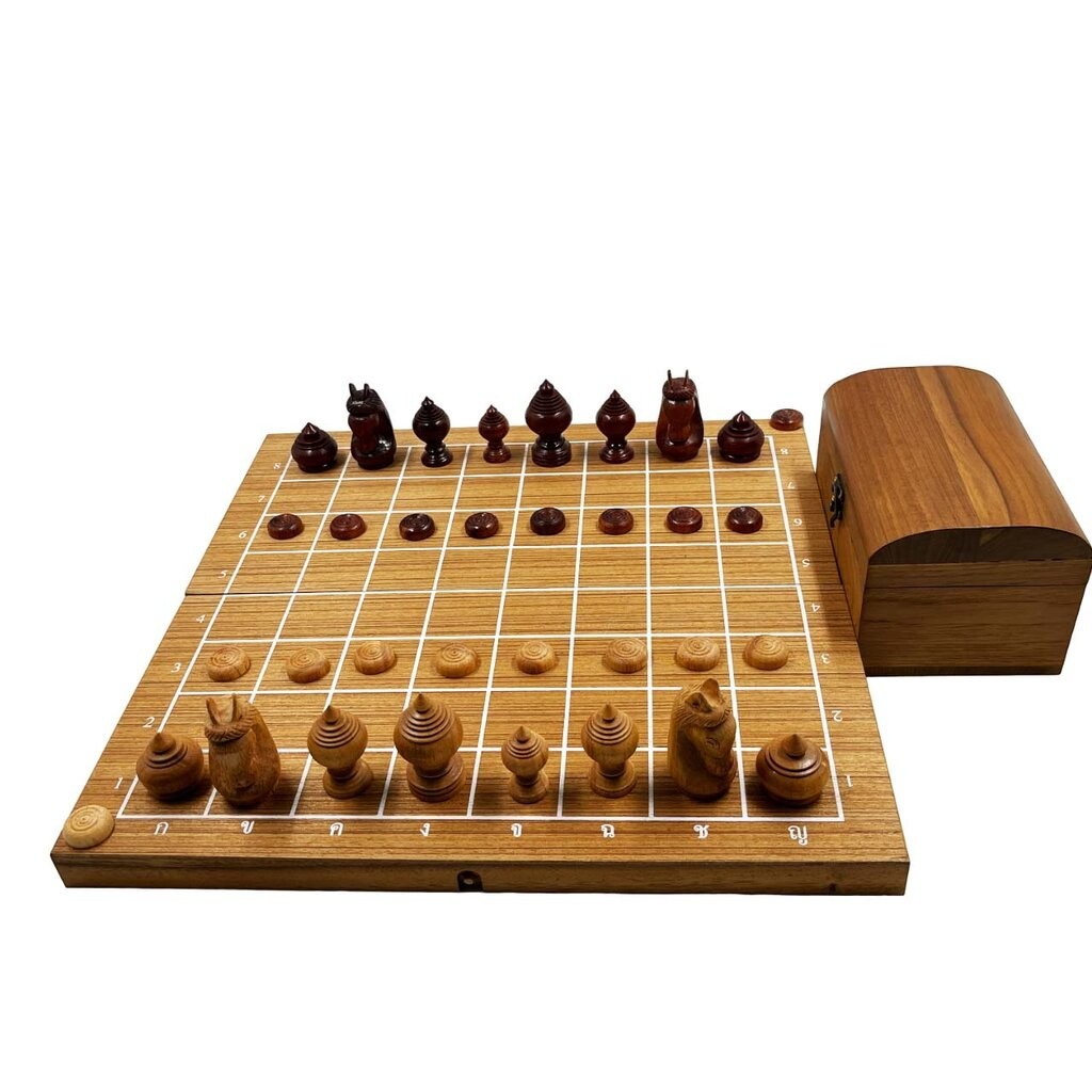 ชุดหมากรุกไทยพร้อมตัวหมากชุดกุมภัณฑ์พร้อมกล่องไม้แบบหีบล็อค