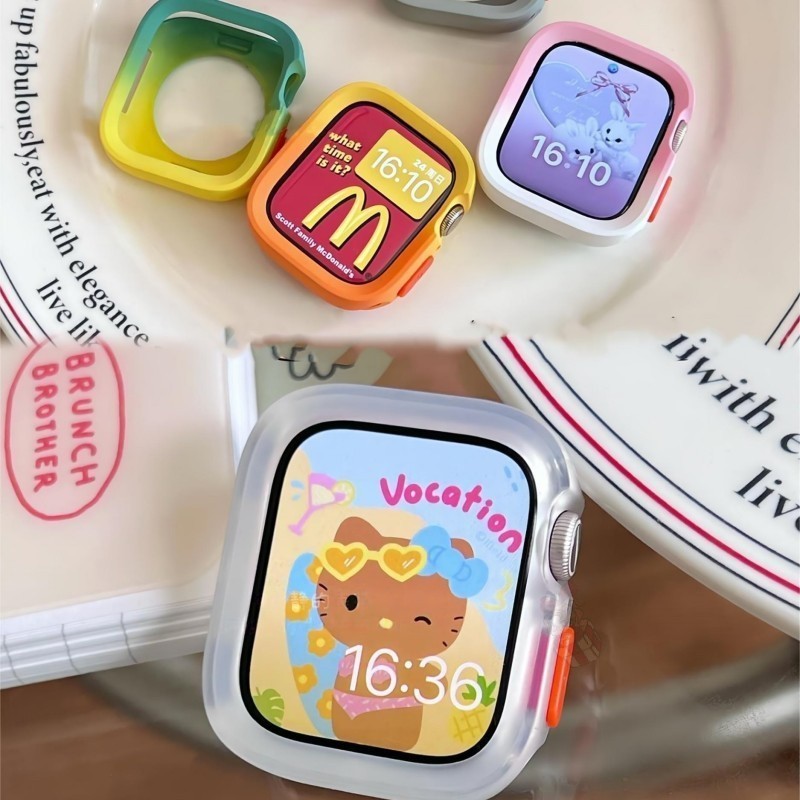 เคสนาฬิกาข้อมือ ไล่โทนสีรุ้ง สําหรับ Smart Watch Ultra 2 Ultra Series 9 8 7 6 SE 5 4 3 2 1 ขนาด 49 มม. 41 มม. 45 มม. 44 มม. 42 มม. 40 มม. 38 มม.