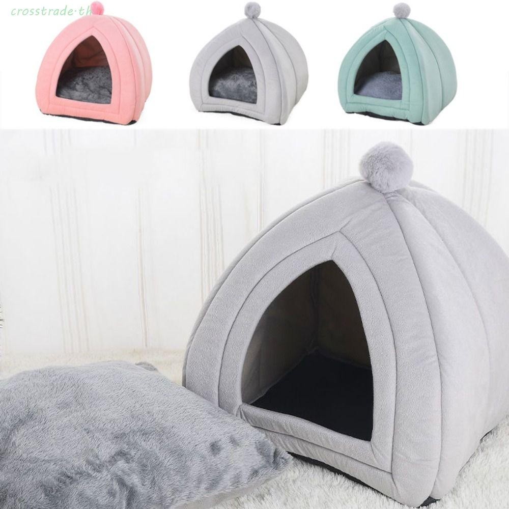 Crosstrade บ้านแมว กึ่งปิด แบบนิ่ม อบอุ่น ถอดออกได้ พับได้ ใส่สบาย สําหรับสัตว์เลี้ยง สุนัข แมว