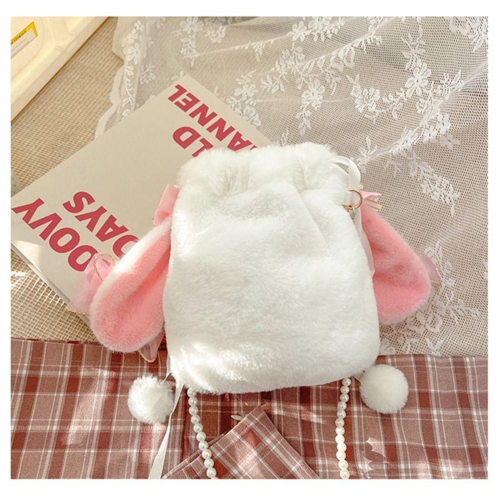 กระเป๋าตุ๊กตา TONFASHION, กระเป๋าสะพายเจ้าหญิง Kawaii, Bunny Pearl Chain กระเป๋าสะพายข้างกระต่ายหูยาว