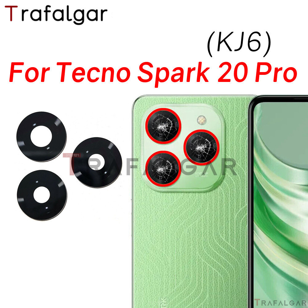 เลนส์กระจกกล้องด้านหลัง แบบเปลี่ยน พร้อมสติกเกอร์กาว สําหรับ Tecno Spark 20 Pro KJ6