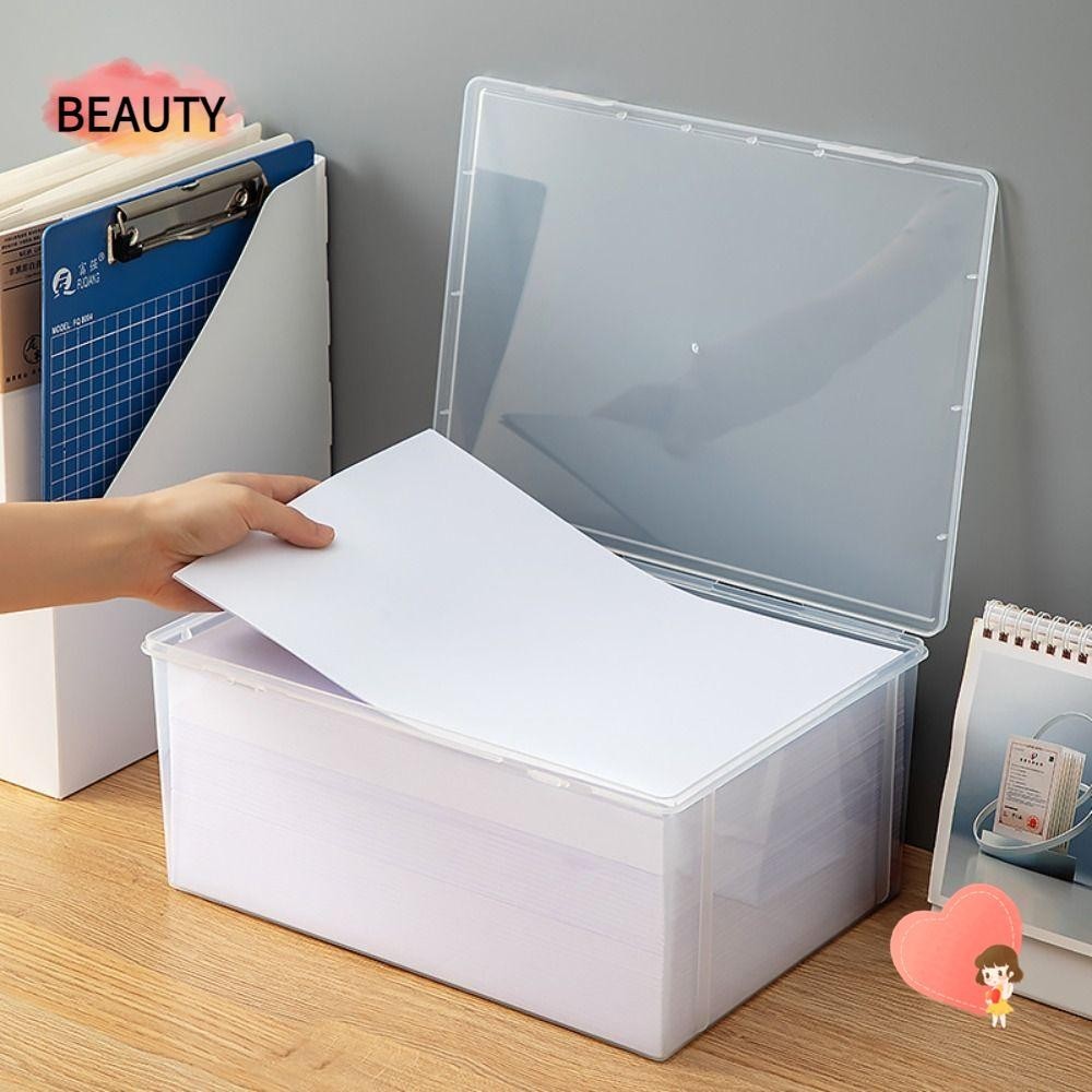 Beauty กล่องกระดาษ ขนาด A4 พลาสติกใส กันฝุ่น ทนทาน สําหรับใส่จัดเก็บกระดาษ A4