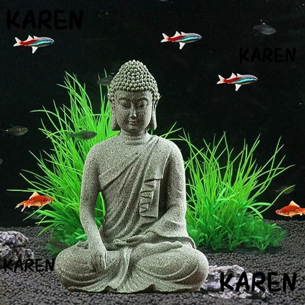 Karen รูปปั้นพระพุทธรูปหินทราย สร้างสรรค์ สําหรับทําสมาธิ ตกแต่งตู้ปลา