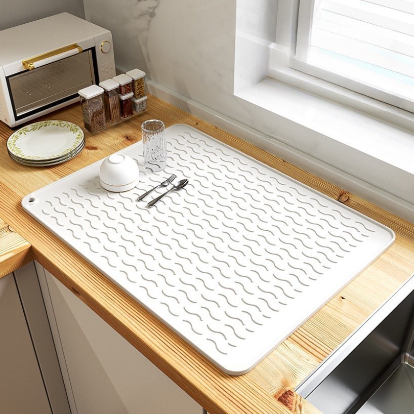 [60 * 70 ซม.] แผ่นซิลิโคนฉนวนกันความร้อน ขนาดใหญ่ แผ่นระบายน้ํา แผ่นรองหม้อ แผ่นกันลื่น แผ่นรองชามซุป แผ่นกันลื่น โต๊ะฉนวนกันความร้อน การออกแบบท่อระบายน้ําหนา เขียงอเนกประสงค์ - รูปที่ 2