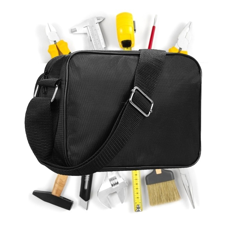 ซอค* กระเป๋าสะพายกระเป๋าเครื่องมือผ้าแคนวาสสีดําสําหรับช่างไฟฟ้าและโครงการช่างไม้ - รูปที่ 2