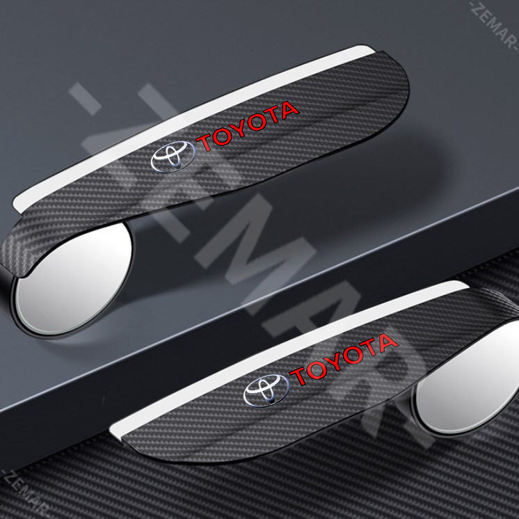 Toyota 2 ชิ้น กระจกมองหลัง กันฝน คิ้ว ด้วย กระจกมองจุดบอด เสื้อกันฝน คาร์บอนไฟเบอร์ ติดกระจกข้างหมุนได้ มุมปรับได้ 360 องศา Toyota GR TRD Prius Fortuner Corolla Cross CHR Camry Wish Vios Veloz Estima Sienta Yaris Ativ Altis Hilux Revo bZ4X Hiace - รูปที่ 6