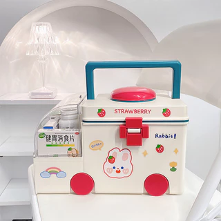 กล่องยารถพยาบาล ฟรีสติ๊กเกอร์ในแบบ กล่องยาสามัญประจำบ้าน ทรงรถพยาบาล กล่องใส่ยา สุดน่ารัก ขนาดใหญ่ จุได้เยอะ