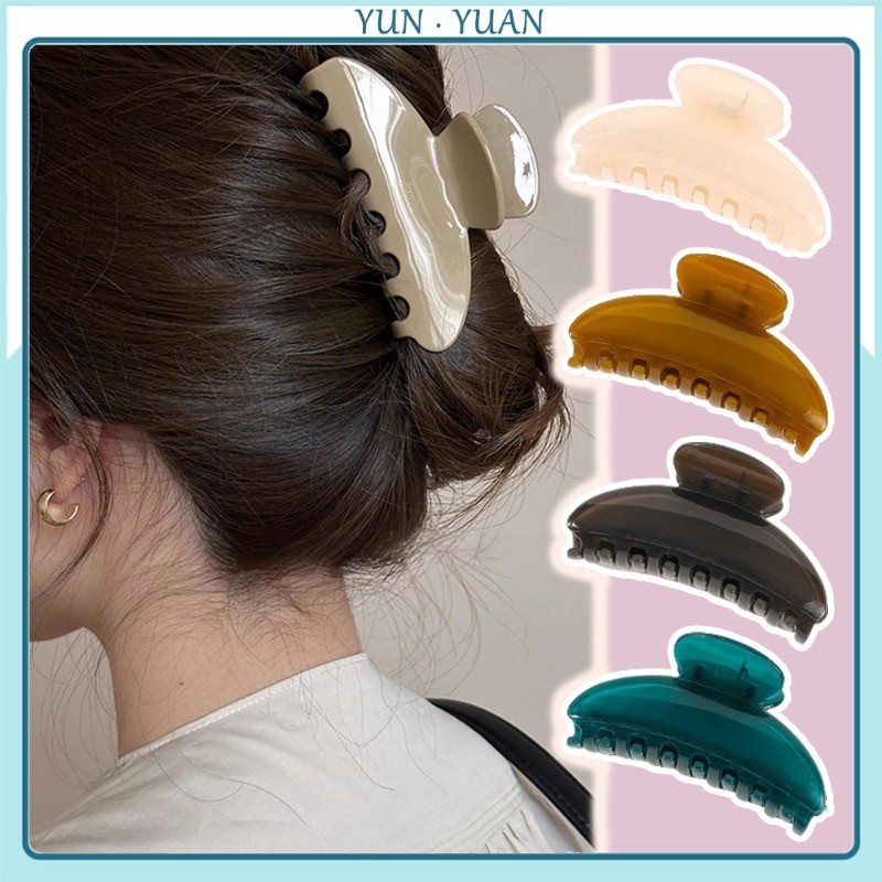 [YUNYUAN] กิ๊บติดผม ทรงครึ่งวงกลม เนื้อเงา ขนาดใหญ่ คุณภาพสูง เครื่องประดับ สําหรับผู้หญิง