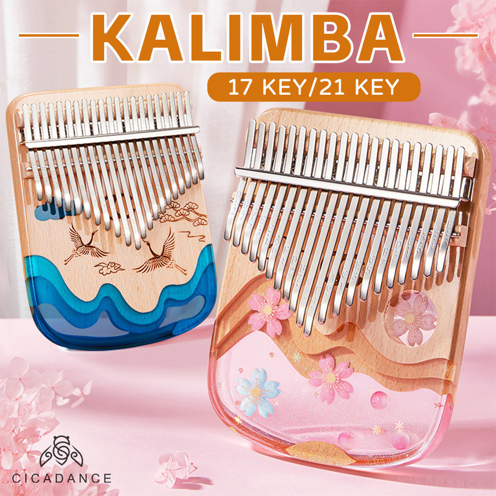 คาลิมบา 17 คีย์/21 คีย์ kalimba คริสตัลอะคริลิคใสเปียโนนิ้วหัวแม่มืออะคูสติกนิ้วมือเปียโนเครื่องดนตรี