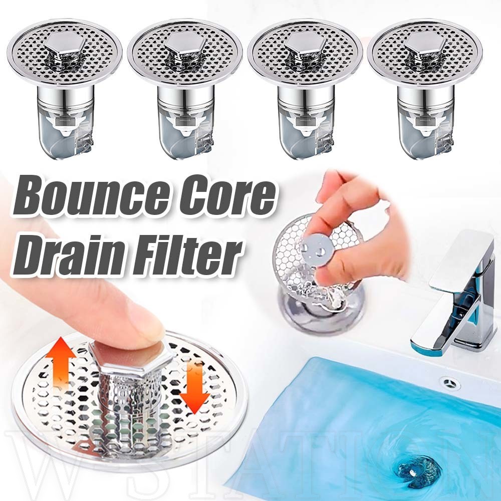 ตัวกรองท ่ อระบายน ้ ํา Pop-Up Bounce Core - ตัวกั ้ นอ ่ างล ้ างจาน - สแตนเลส , แบบ Push-Type, ที ่ ถอดออกได ้ - ป ้ องกันกลิ ่ น , ป ้ องกันการอุดตัน , ป ้ องกันแมลง - ที ่ จับผมอ ่ างอาบน ้ ํา