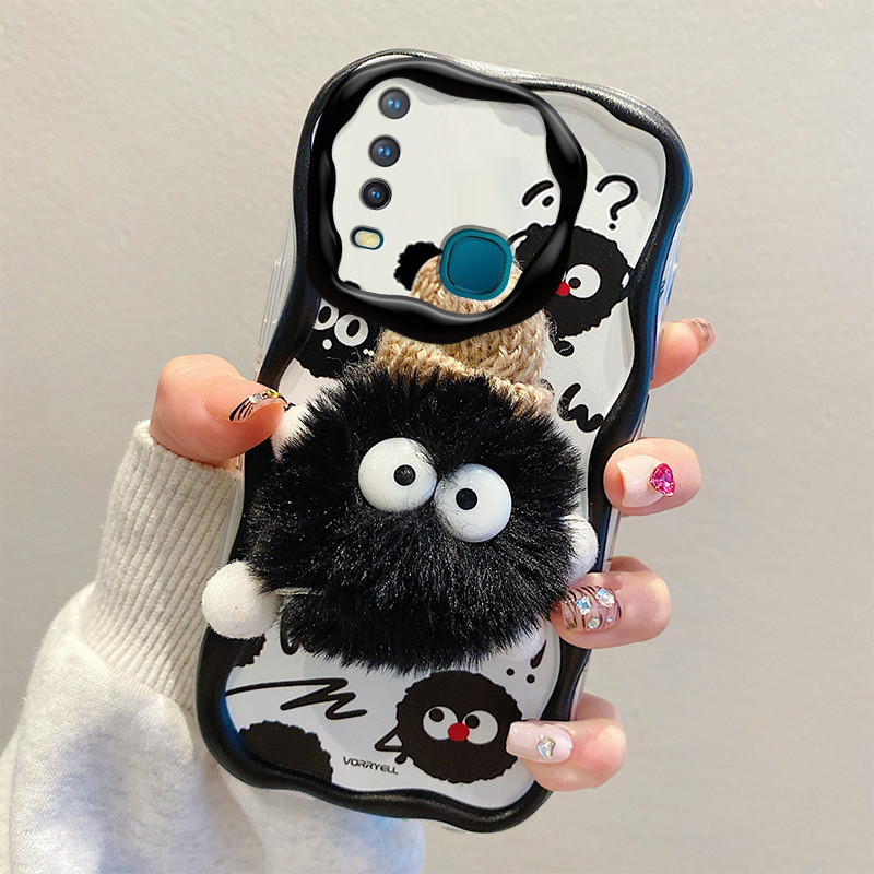 เคสโทรศัพท์มือถือ ซิลิโคนนุ่ม กันกระแทก ลายการ์ตูน พร้อมสายคล้องมือ ตุ๊กตา สําหรับ Vivo Y17 Y12i 1901 1902 1904 1916 1906