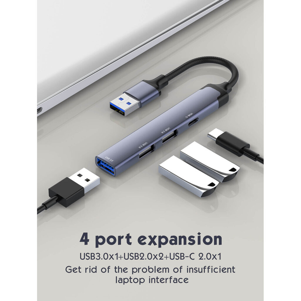 4 in 1 อแดปเตอร์ฮับ USB เป็น USB2.0x2+USB3.0x1+USB-C2.0x1 (DS-44C)