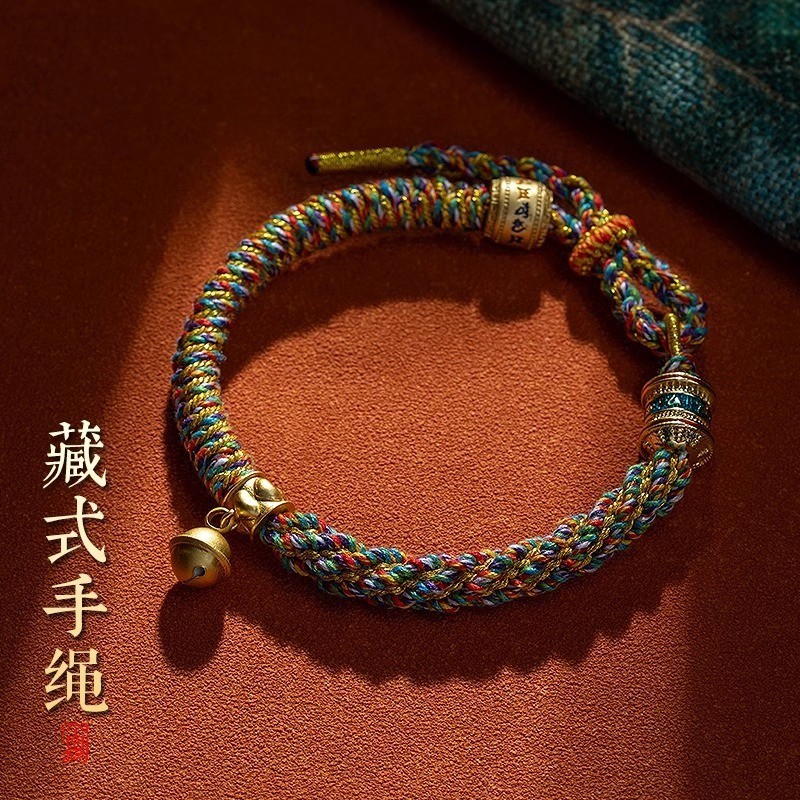 สไตล ์ ทิเบตหกตัวอักษร Mantra เชือกมือเชือกที ่ มีสีสันทอมือเชือกสีแดงสร ้ อยข ้ อมือหญิง Benming ปีตกแต ่ งสร ้ อยข ้ อมือผู ้ ชาย