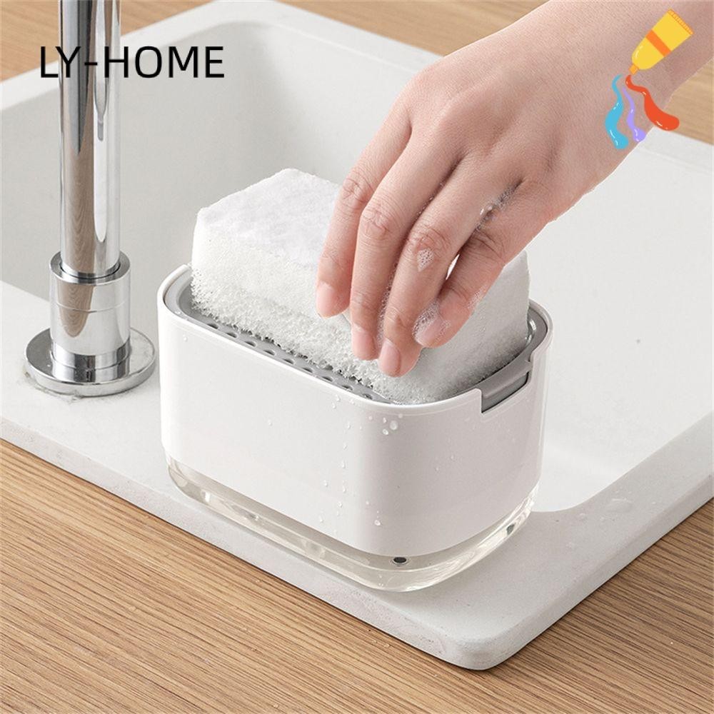 ✧LY-HOME✧ Home Kitchen Detergent Dispenser Detergent Filling Cleaning Liquid Box Soap Pump Dispenser Portable Kitchen Tool Dishwashing Container Double Layer Manual Press Foam Bottle/Multicolor