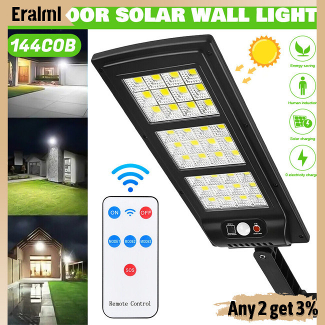 Eralml Solar Street Light Motion Sensor, Super Bright 3 โหมด Lighting, Dusk To Dawn Solar Security Flood Lights, IP65