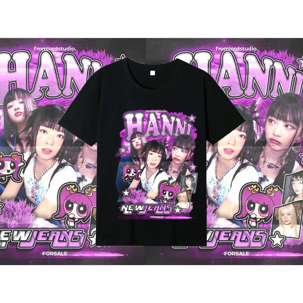 ย้อนยุคNewjeans พิมพ์ลาย เสื้อยืด บายอากาศและอ่อนนุ่ม หลวม เสื้อยืดคอกลมS-5XL