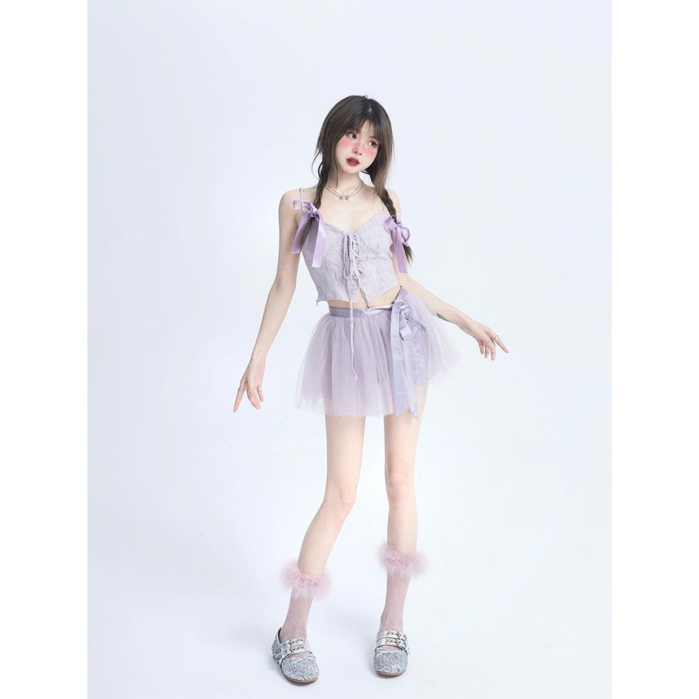 Desire สลิงสไตล์ใหม่ Niche ฤการออกแบบ Sense 2025 Slimmer บริสุทธิ์ผู้หญิงเสื้อกั๊กหวานฤสั้น Slim-fit