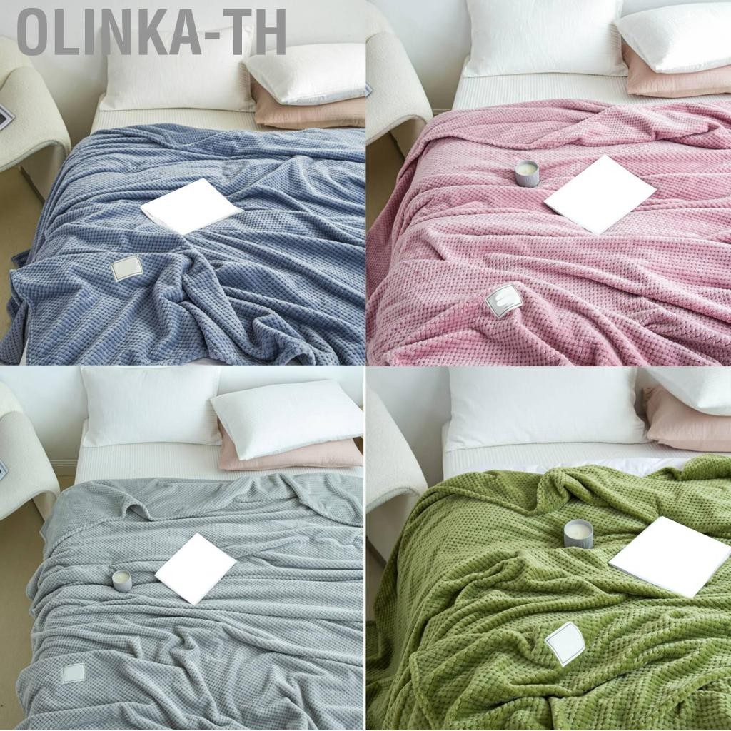 Olinka-th Cooling Blanket Milk Fleece Lattice Jacquard Summer Cold Single Nap for Sofa Bed Office
