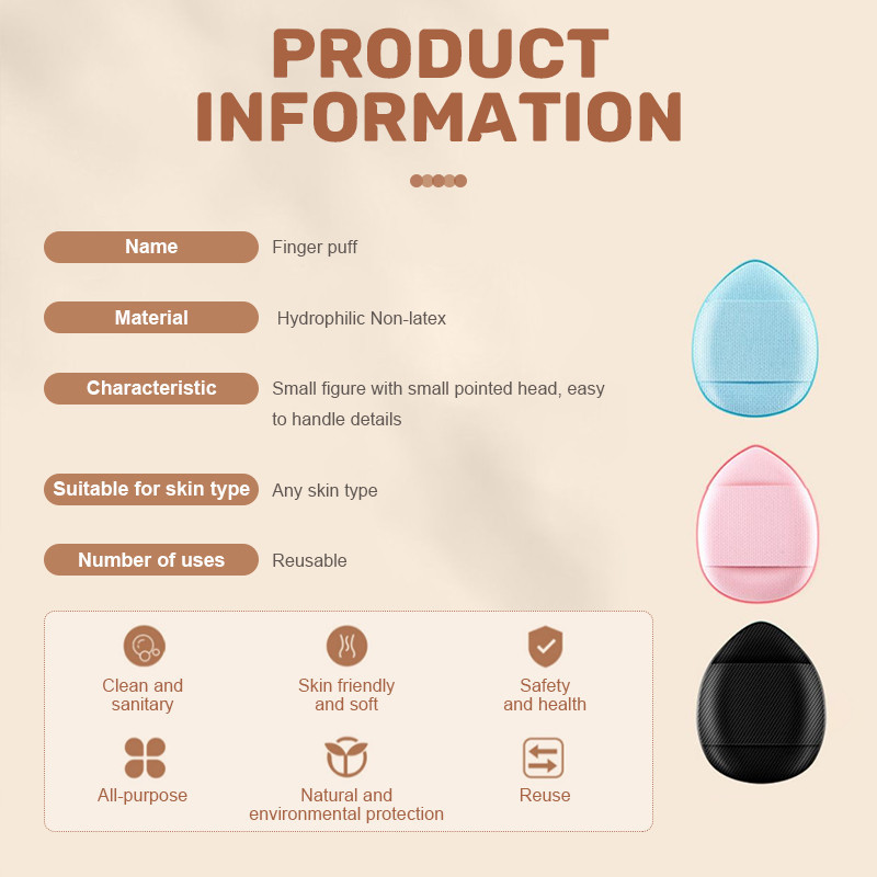 Windind พัฟฟองน้ําขนาดมินิ สวมนิ้ว สําหรับลงรองพื้นคอนซีลเลอร์ บีบีครีม 1 ชิ้น แบบแห้ง และเปียก - รูปที่ 7