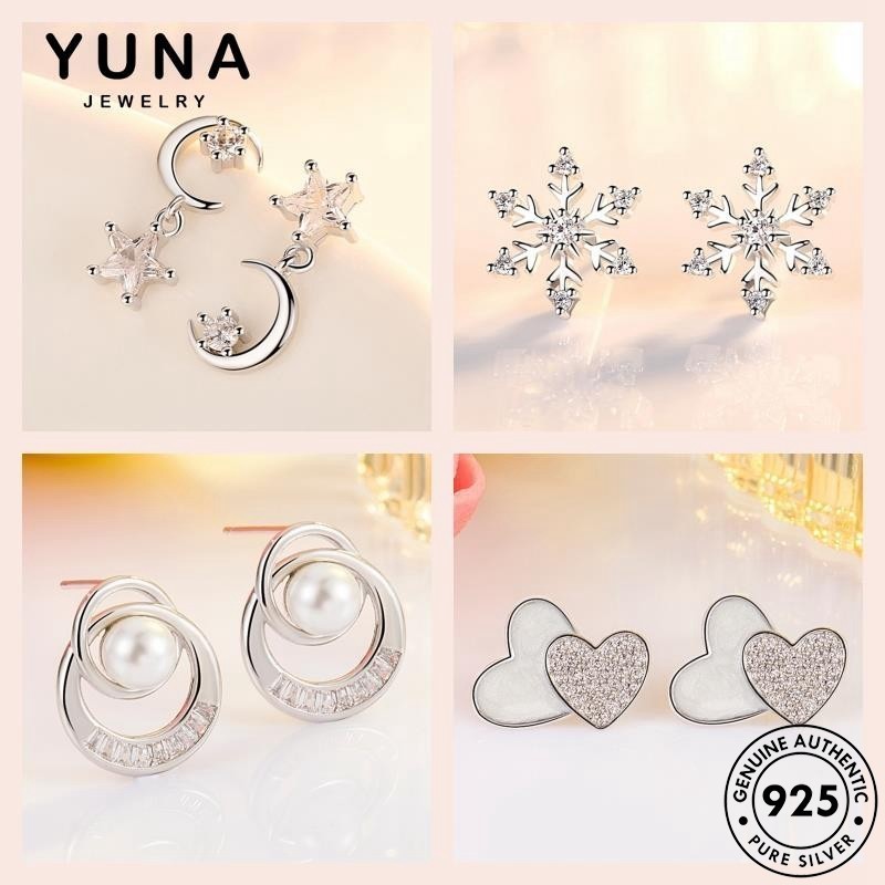 YUNA JEWELRY ตุ้มหู แฟชั่น ต่างหู แท้ ห่วง 925 ผู้หญิง เพชร เงิน M141
