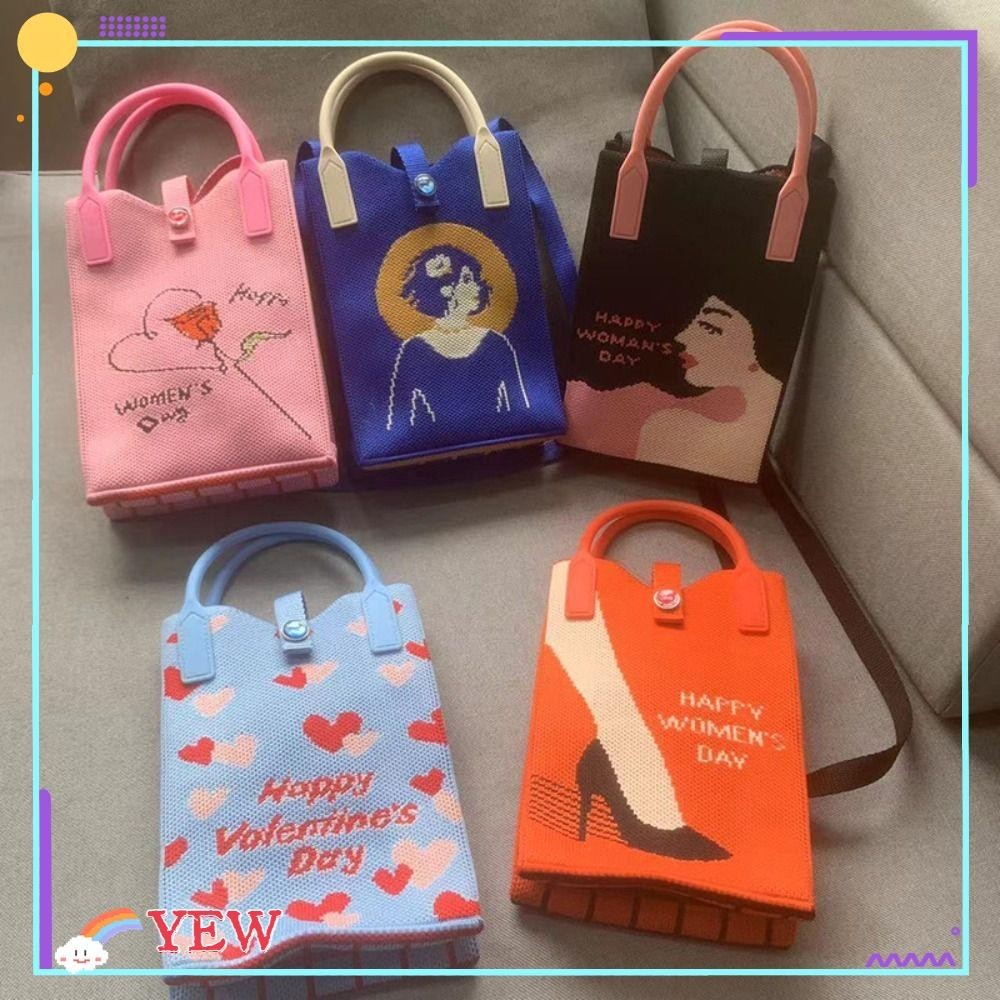 Yew Knot Wrist Bag, Knit High-capacity Phone Bag, Simple Handmade Crossbody Bag Women Girls