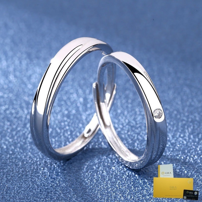 [พร้อมใบรับรอง Gra] แฟชั่นแหวนคู่ที่เรียบง่ายคู่ของ Moissanite แหวนผู้ชายและผู้หญิงแหวนคู่ส่วนบุคคลแหวนใหม่สําหรับผู้หญิง