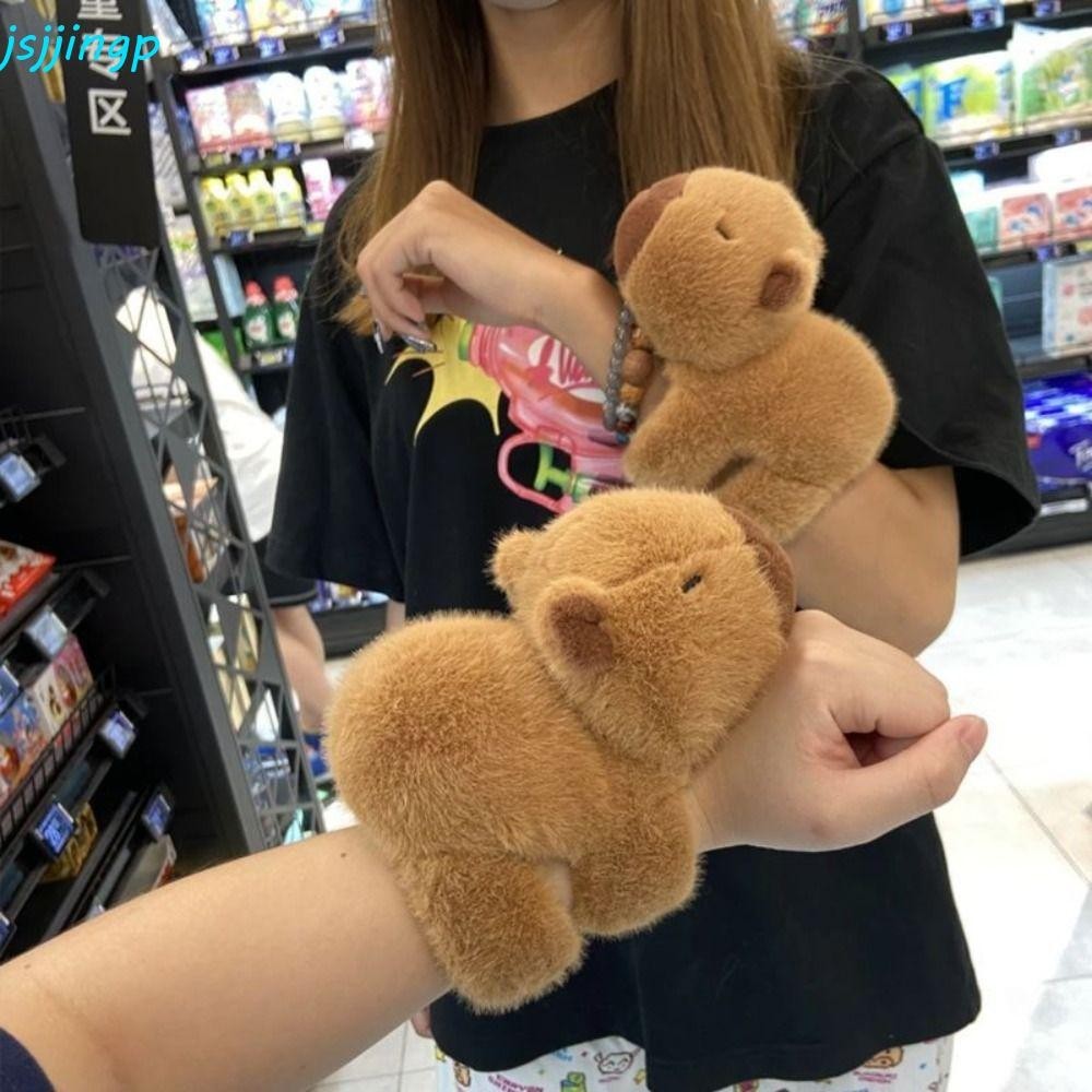Jsjjingpชุดสร้อยข้อมือตบ,คาปิบาระหนูข้อมือสไตล์ตุ๊กตาตุ๊กตาตบสร้อยข้อมือ,ของเล่นตุ๊กตาจําลองนุ่มน่ารักตุ๊กตาคาปิบาระวงข้อมือวันเกิดของขว