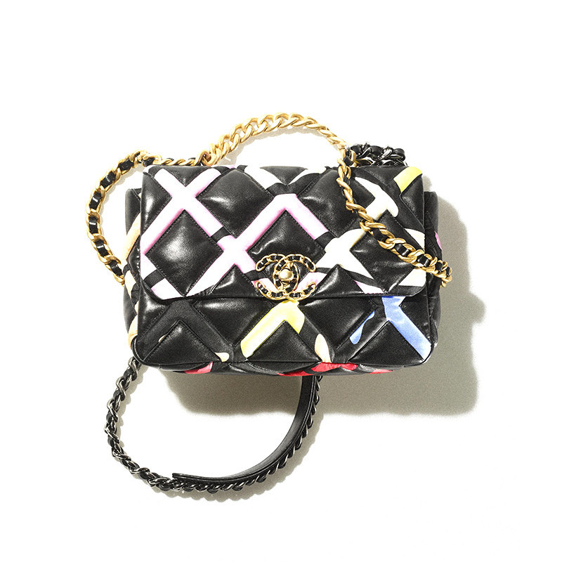 Chanel/Chanel Women's Bag BORSA 19 Multi Color Flap Sheepskin Rhombic Pattern Casual One Shoulder Crossbody Chain