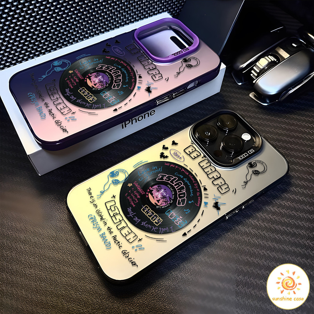 เคสโทรศัพท์มือถือโลหะชุบโลหะลายบันทึกเพลง ไอโฟน11 For iPhone12 13 14 15Pro MAX X XS XR 7 8Plus SE2020 เคสโทรศัพท์