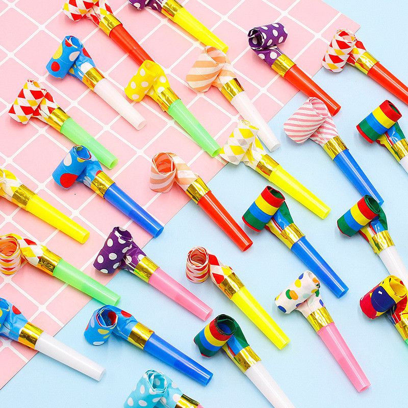Candy สีมังกรนกหวีดเด ็ กวันเกิดของเล ่ นพลาสติกสีสันมังกรนกหวีดทรัมเป ็ ต Props