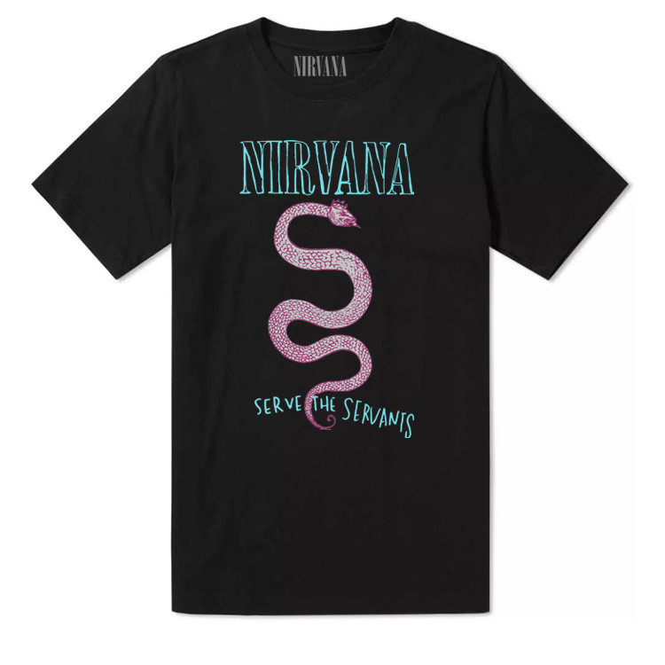 NIRVANA Nirvana วง Kotcorben แขนสั้นฮิปฮอป Vintage วินเทจอเมริกันคอเล็กแขนยาวเสื้อยืด