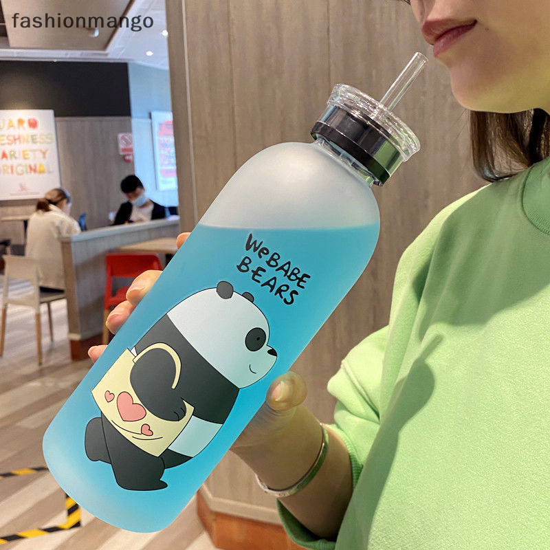 [fashionmango ] 1000ml ขวดน ้ ําพลาสติกใส BPA ฟรีแบบพกพากีฬากลางแจ ้ งถ ้ วยแก ้ วนักเรียนพร ้ อมเชือกสต ็ อกใหม ่