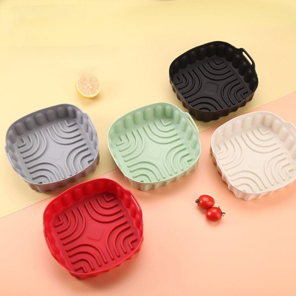 เบอร์ซ ซิลิโคนรองหม้อทอดอากาศ,สแควร์หลายสีหม้อทอดอากาศถาดอบ,ทนทานทอดอากาศแทรก7/8นิ้วอาหารเกรด เครื่องทอดอากาศ ซิลิโคนตะกร้าเตาอบอุปกรณ์ไมโครเว - รูปที่ 3