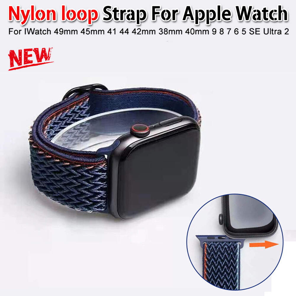 สร้อยข้อมือยางยืดไนลอน ใช้ได้กับ Apple Watch Series 9/8/6/5/4/3 ขนาด 49มม. 45มม. 44มม. 42มม. 41มม. 40มม.