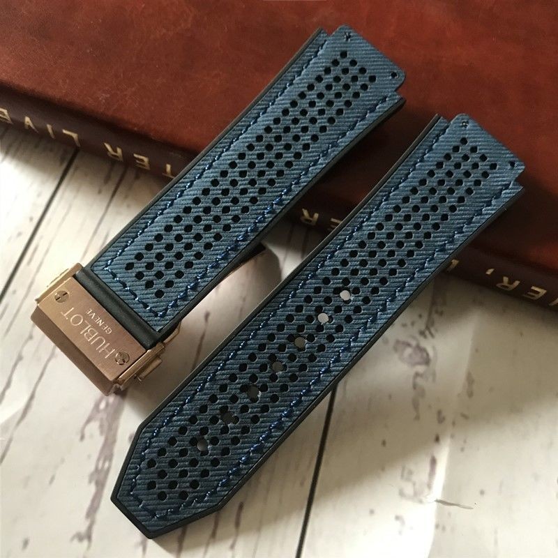 5/13✈รุ่น HUBLOT Hublot สายนาฬิกาหนัง Big Bang BIG BANG301 หัวเข็มขัดพับอินเทอร์เฟซนูนพิเศษ