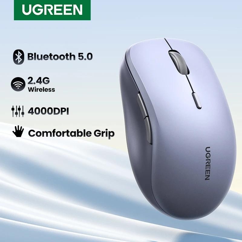 Ugreen เมาส์ไร้สาย Bluetooth และ 2.4GHz 4000DPI 6 ปุ่มปิดเสียงเมาส์ไร้สายตามหลักสรีรศาสตร์สําหรับคอมพิวเตอร์