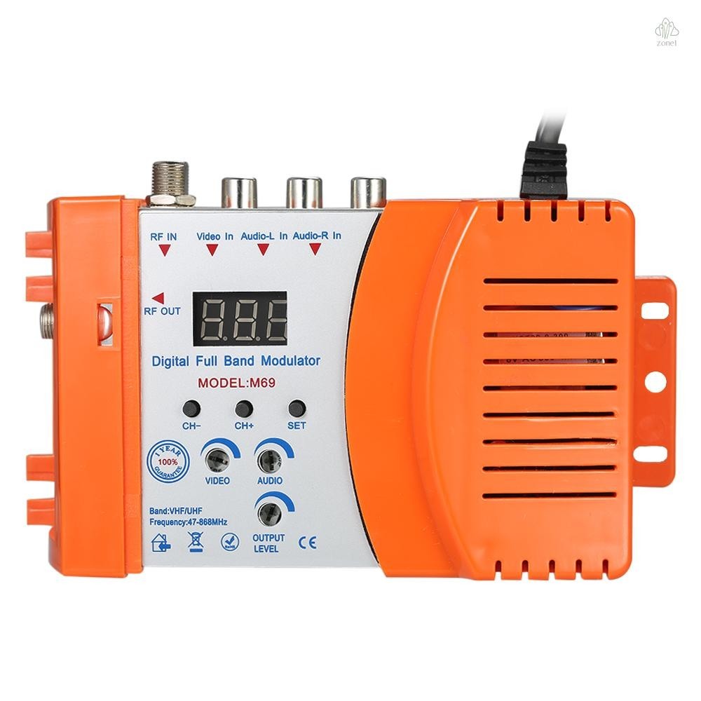 ขนาดกะทัดรัด RF Modulator Audio Video TV Converter RHF UHF เครื ่ องขยายเสียงสัญญาณ AC230V