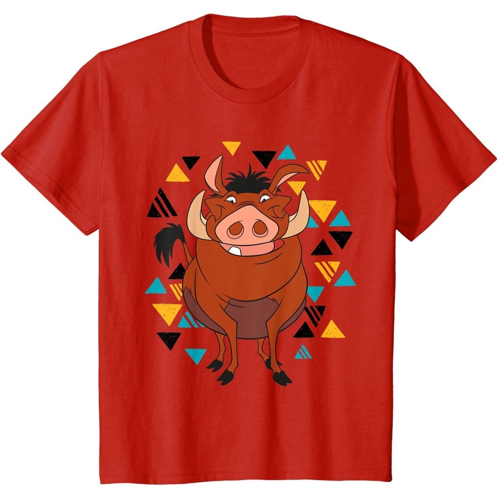 เสื้อยืด พิมพ์ลาย Disney The Lion King Pumbaa 90s ทรงสามเหลี่ยม_05Unisex