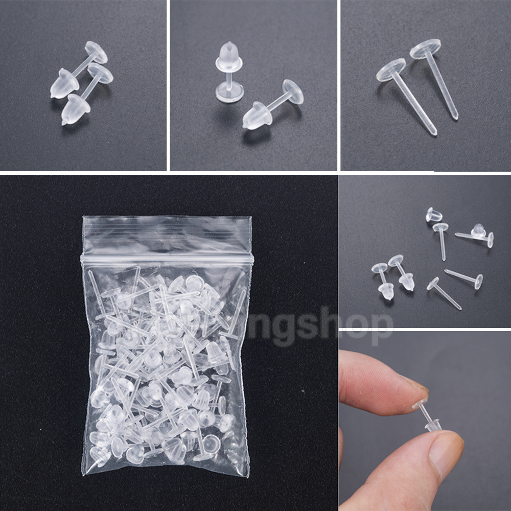 50 ชิ ้ น/Pack ต ่ างหูสตั ๊ ดพลาสติกป ้ องกันภูมิแพ ้ หูป ้ องกันจากรูหูอุดตันโปร ่ งใสสีบริสุทธิ ์ ต ่ างหูชิ ้ นส ่ วนเครื ่ องประดับ