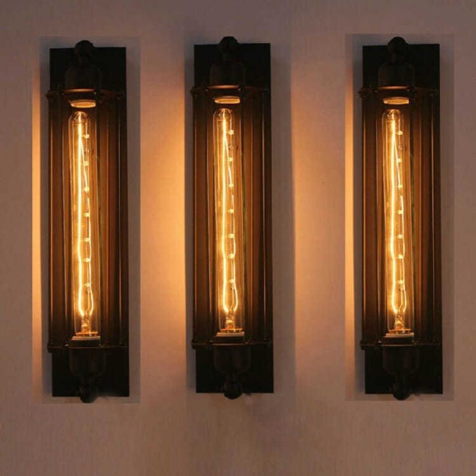 โคมไฟติดผนังขลุ ่ ย Edison วินเทจสไตล ์ อุตสาหกรรมสําหรับระเบียงและทางเดินในประเทศอเมริกัน