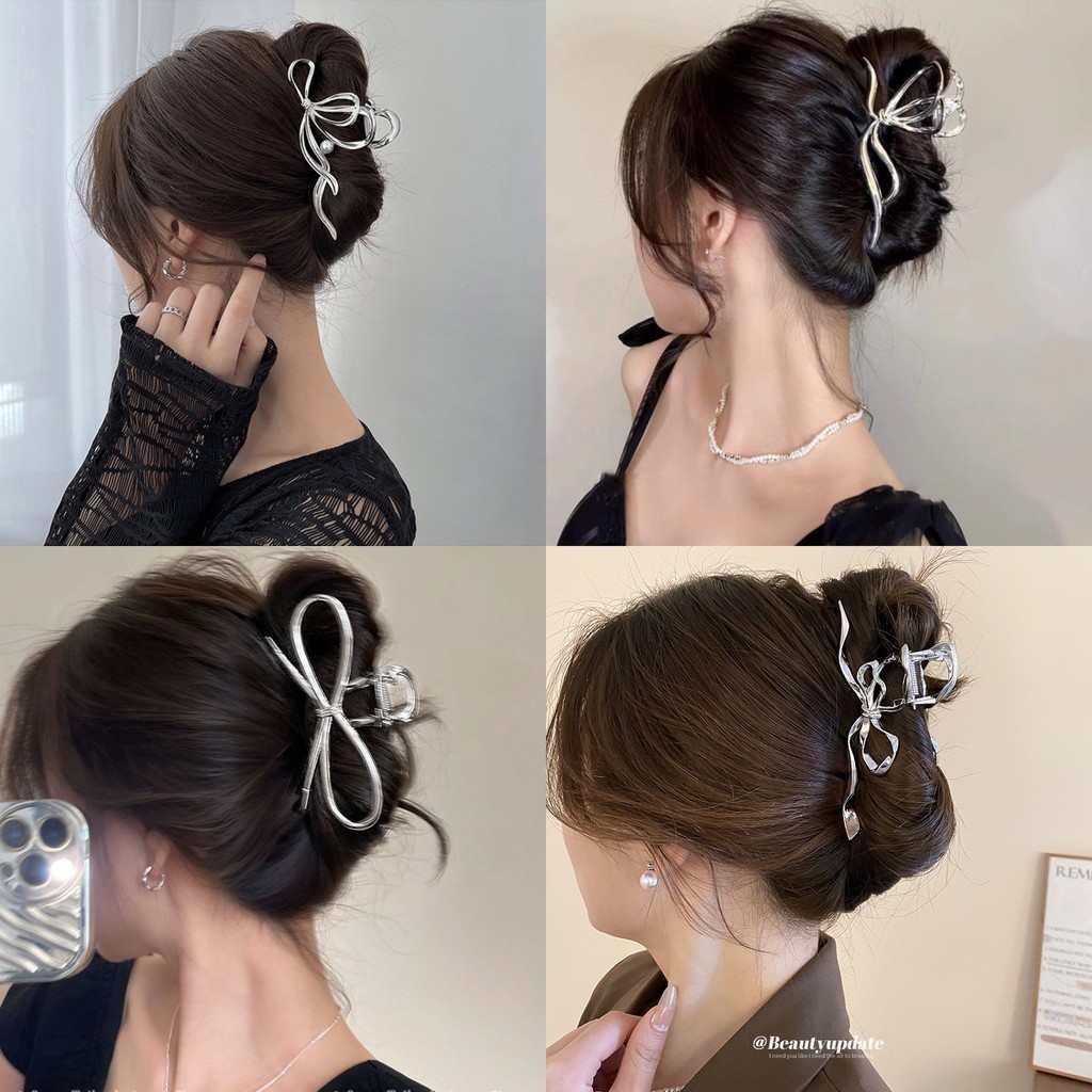 โลหะจีบโบว ์ กิ ๊ บเย ็ นสไตล ์ คว ้ าคลิปฉลามอุปกรณ ์ เสริมผม Headdress 2024 – โปรปัง