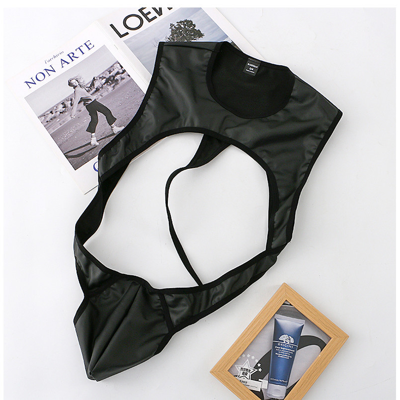 บอดี้สูทบุรุษทอง Leotard High Cut Tank Style Nylon Spandex Soft Thin Lingerie - รูปที่ 6