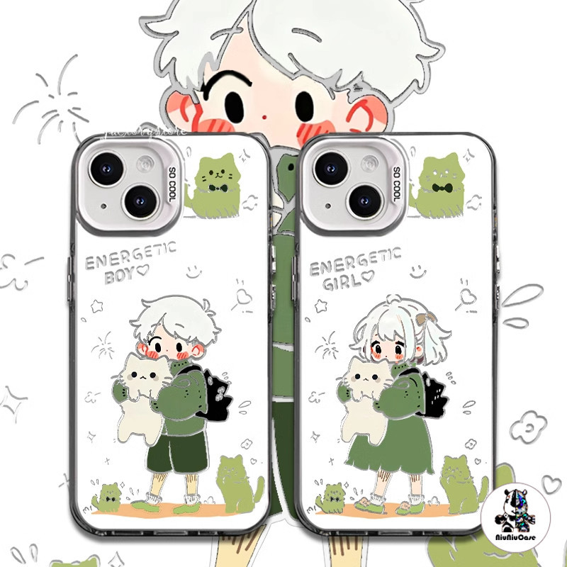 ส่งจากไทย รูปแบบคู่ เคสโทรศัพท์มือถือ For iPhone 11 12 13 14 15 Pro Max XR X XS Max 6 7 8 Plus SE Soft Silicone เคส