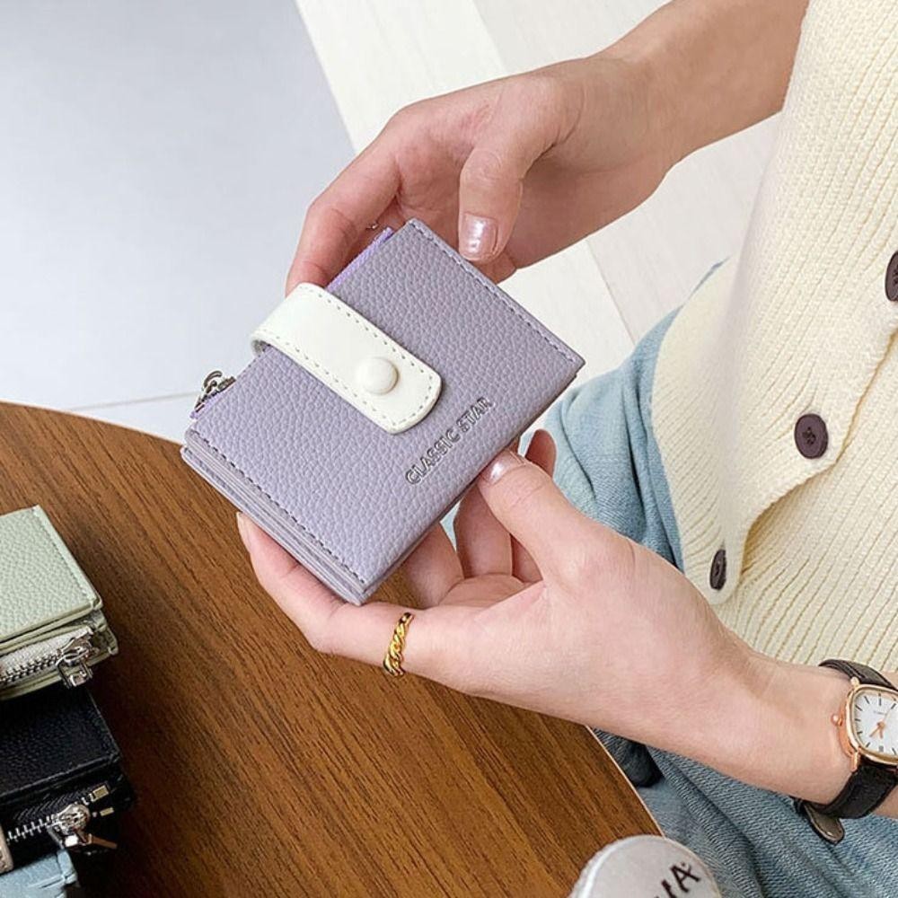 CARAMELO Money Bag, PU Leather Mini Short Wallet, Fashion Large Capacity Candy Color Coin Purse Woman