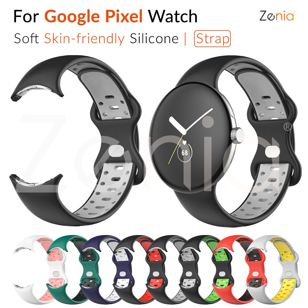 เป ็ นมิตรกับผิวนุ ่ มกีฬาซิลิโคนสองสี Breathable เปลี ่ ยนสายรัดข ้ อมือสายนาฬิกาสําหรับ Google Pixel Sport Smart Watch อุปกรณ ์ เสริม