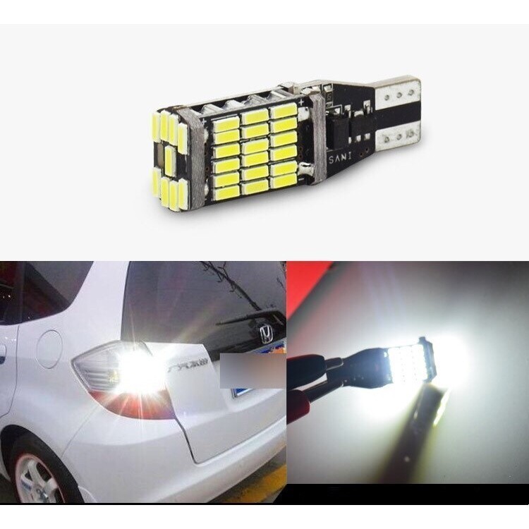 ไฟถอยหลังสำหรับรถยนต์ ไฟถอยด้านหลัง T15 LED 45ชิบ หลอดไฟถอย สว่างมาก ทนความร้อนสูง ใส่กับขั้ว T10 ไฟ